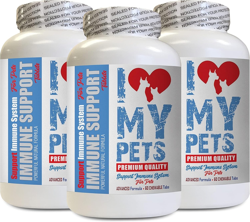 I Love My PETS LLC Immunity Dog Supplement - PET Immune Support - כלבים וחתולים - Booster - בריאות - תוספת חלב כלבים - 180 טיפולים (3 בקבוקים)