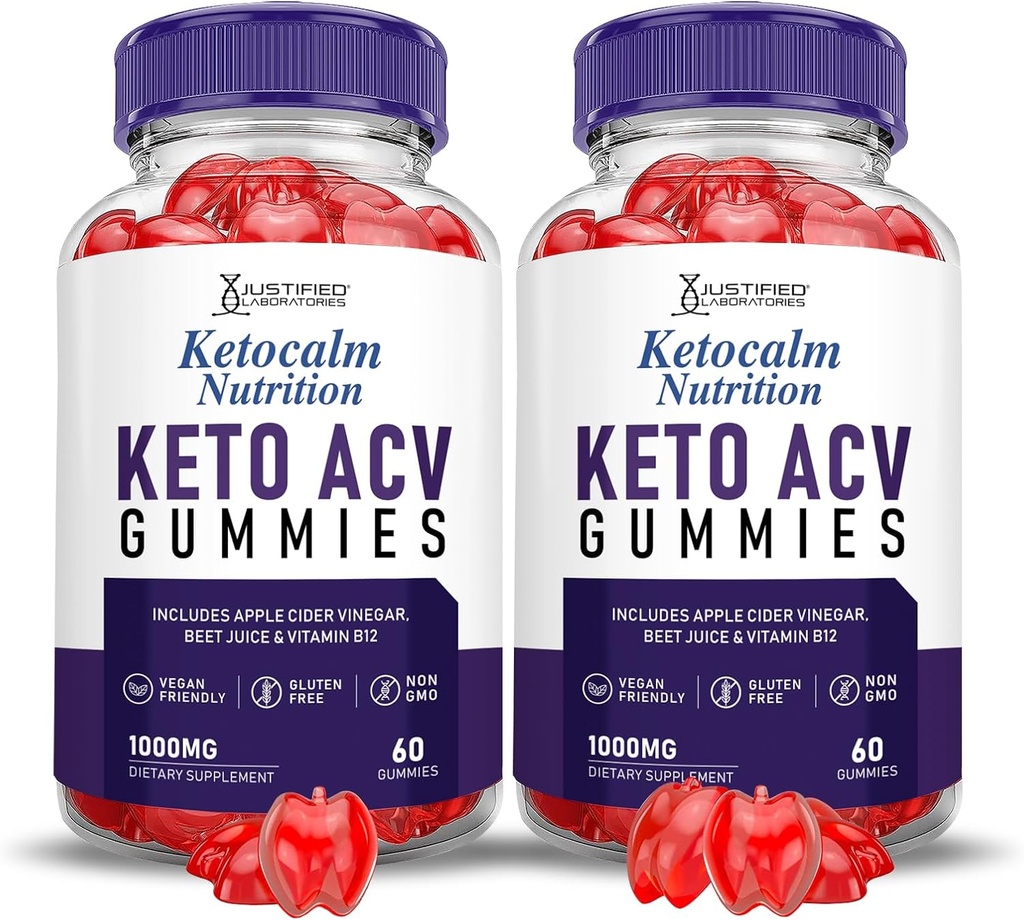 (2 Pack) Ketocalm Nutrition Keto ACV Gummies Advanced Formula 1000MG Keto Calm Nutrition Keto Gummies Apple Cider Vinegar Formulated with Pomegranate Beet Juice Powder B12 Vegan Non GMO 120 Gummys
