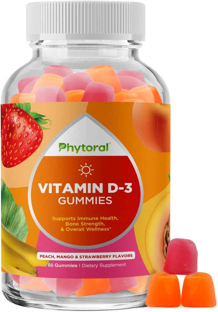 ויטמין D Gummies עבור מבוגרים - טעים יומי ויטמין D3 מסטיקמי עם D3 2000IU לשרת - Gluten ו Gelatin חינם non-GMO מסטיקמי עבור תמיכה בינונית (1 חודש)