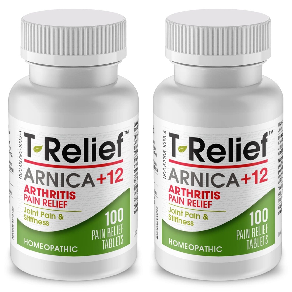 T-Relief תוספת כוח Arthritis Arnica +12 כאב הסתמכות על תרופות טבעיות מסייע להפחית את Soreness Stiffness Aches & כאב במשותף באופן טבעי - 100 טבליות (2 Pack)