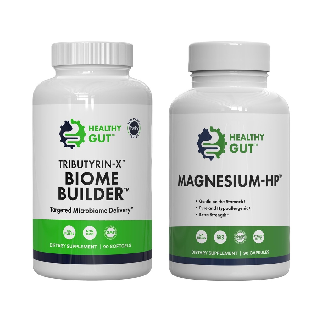 Creative Gut Tributyrin-X Biome Builder, 90 Softgels ו- Magnesium-HP, 90 קפסולות