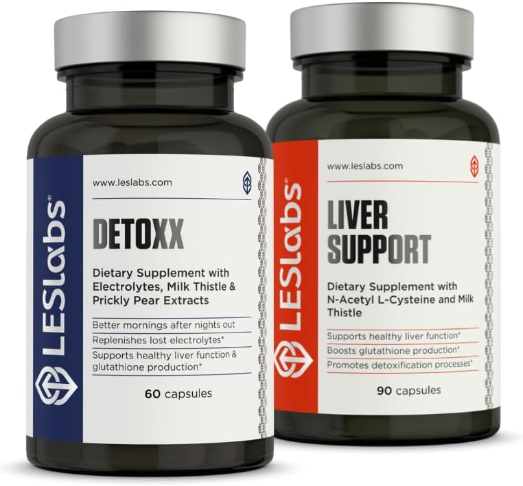 מעבדות Detoxx ו Liver תמיכה Duo- Bundle לתמיכה בתפקוד Liver בריא, glutathione ייצור, ו detoxification