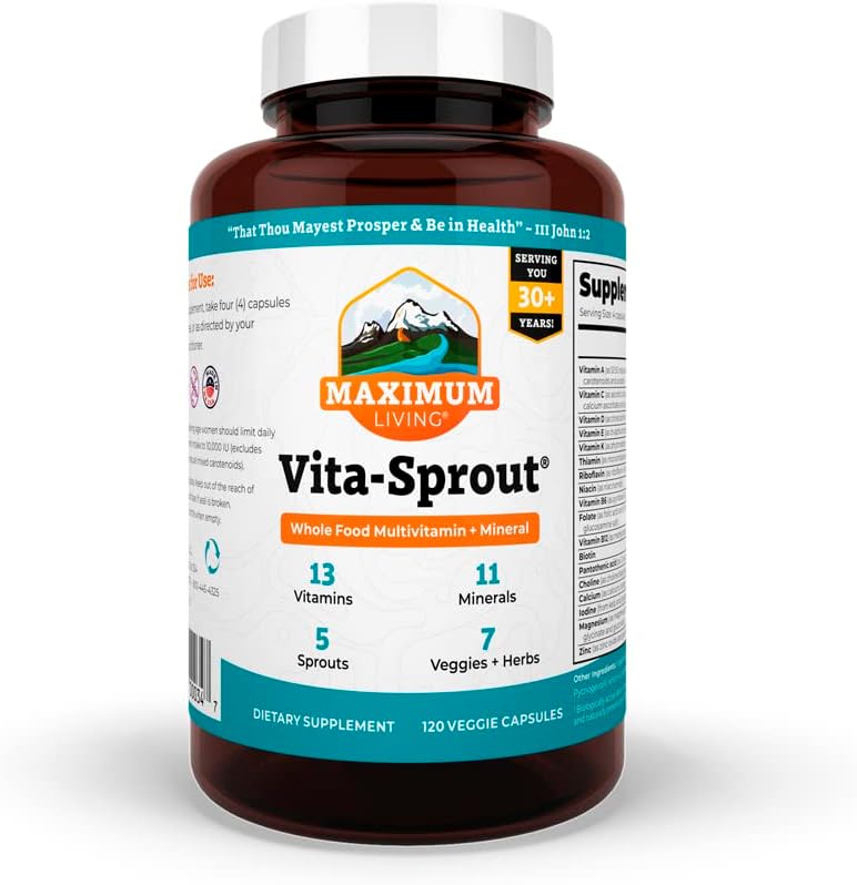 מקסימום חיים - Vita-Sprout Whole-Food Multivitamin & Phytonutrient בלגן - 120 קפסולות