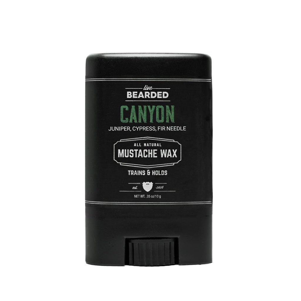 Live Beared Mustache Wax Stick, 0.35 oz - Made in the USA with All-Natural Ingredients - Medium Hold Stache and Beard Styling for Men