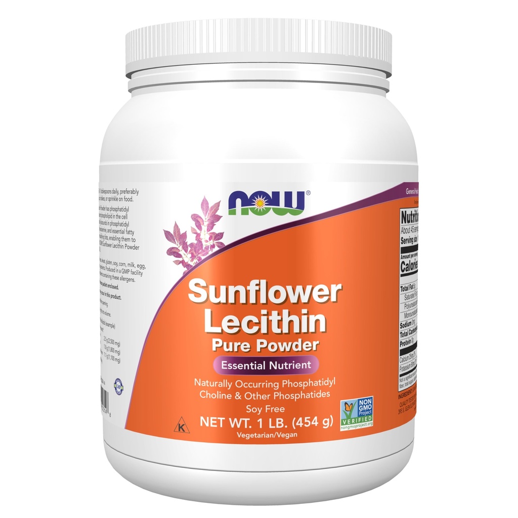 עכשיו תוספי מזון, Sunflower Lecithin עם טבעי טבעי קורה Phosphatidyl Choline ו אחרים Phosphatides, אבקה, 1-Pound