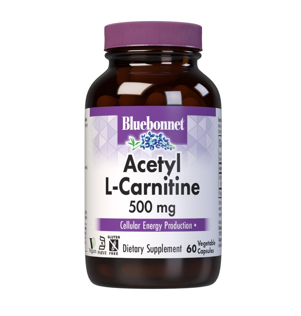 BlueBonnet Acetyl L-Carnitine 500 מ"ג ויטמינים קפסולות, 60 הרוזן