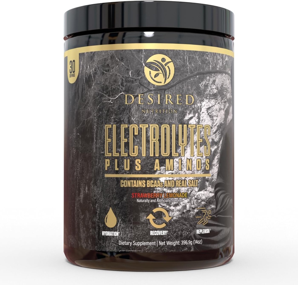 אלקטרוליטים פלוס Amino Electrolytes Plus Amino Recovery אבקת שתייה, הידרציה מלאה ו Amino Acids / BCAAs, Strawberry Lemonade (30 משרתים)