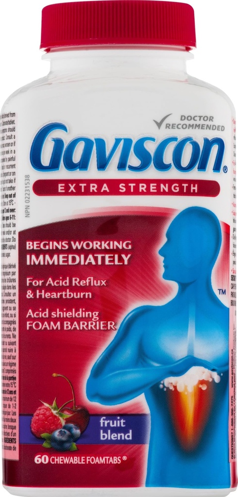 Gaviscon תוספת כוח פירות חומצי 60 טבליות