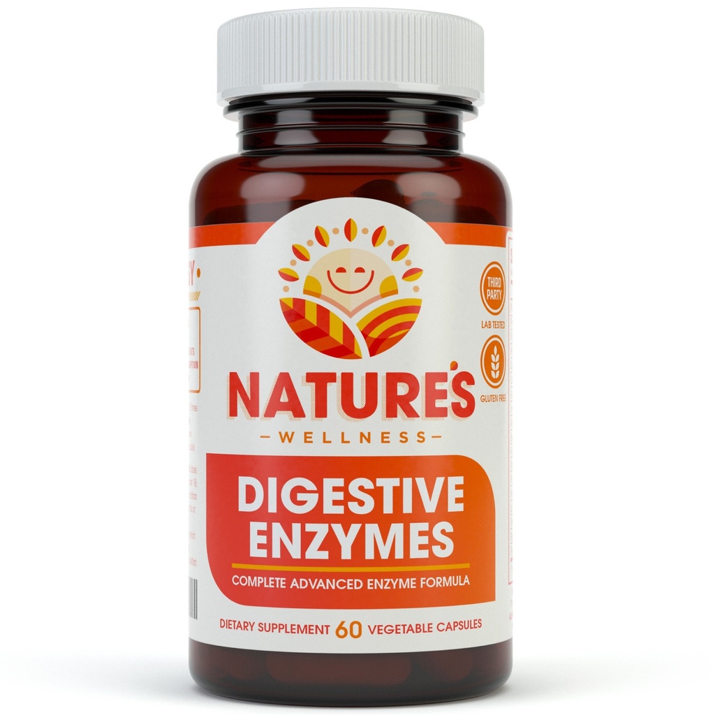 Enzymes Complete - Advanced Multi Enzyme תוסף עבור Better Digest & Absorption. עזרה בגז, נוחות, Bloating, IBS, Gluten & Lactose Intolerance