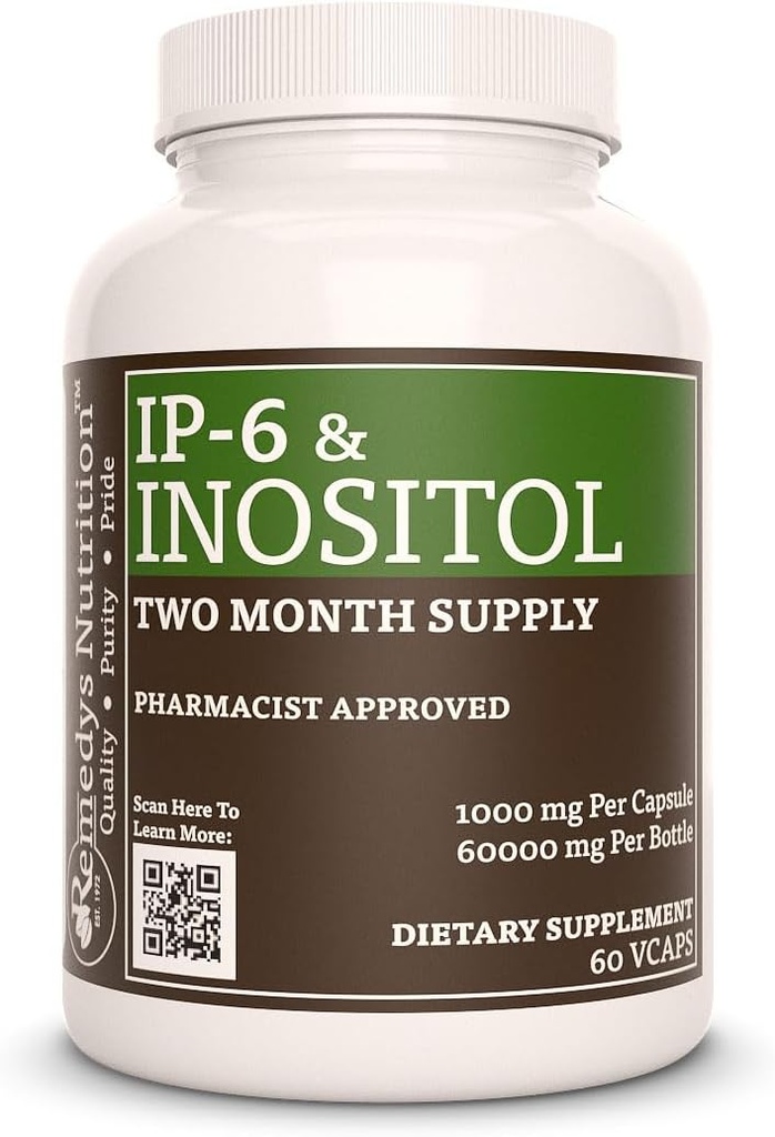 ה- IP6 של Remedy (hexa פוספט) עם Inositol, Calcium & Magnesium | 1,000 מ"ג תוספת תזונתית