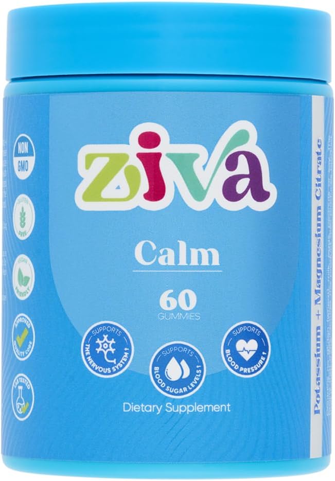 זיוונה Calm Gummies - Potassium Citrate & Magnesium Citrate תוסף להורדה, Stress Relief & השרירים Support - 60 Count