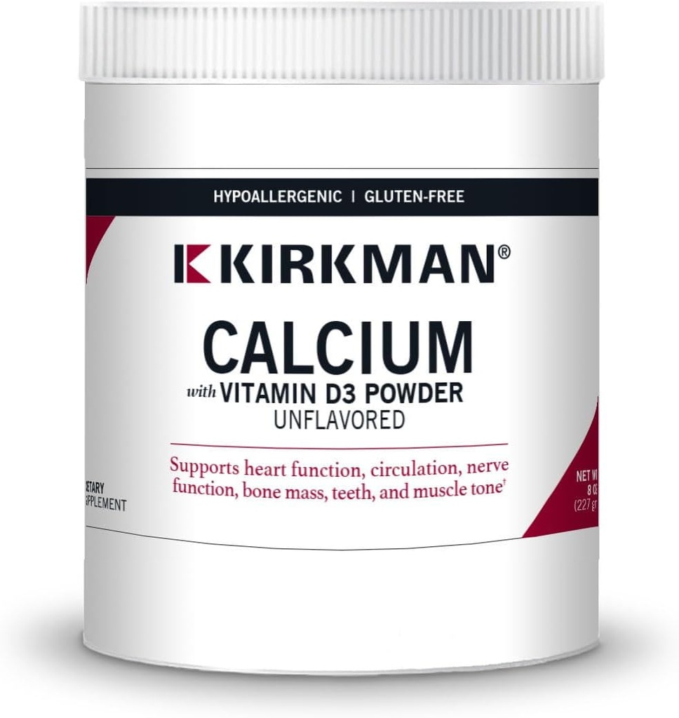 קירקמן - Calcium עם אבקת D3 - 8 oz - מינרלים חיוניים - עוזר לשמור על עצמות חזקות - Unflavored