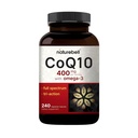 NatureBell CoQ10 400 מ"ג עם אומגה 3-240 קפסולות - תוסף אנטי-חמצן לתמיכה בבריאות הלב והאנרגיה - תמיכה באנרגיה סלולרית * - תוספת כוח Coenzyme Q10