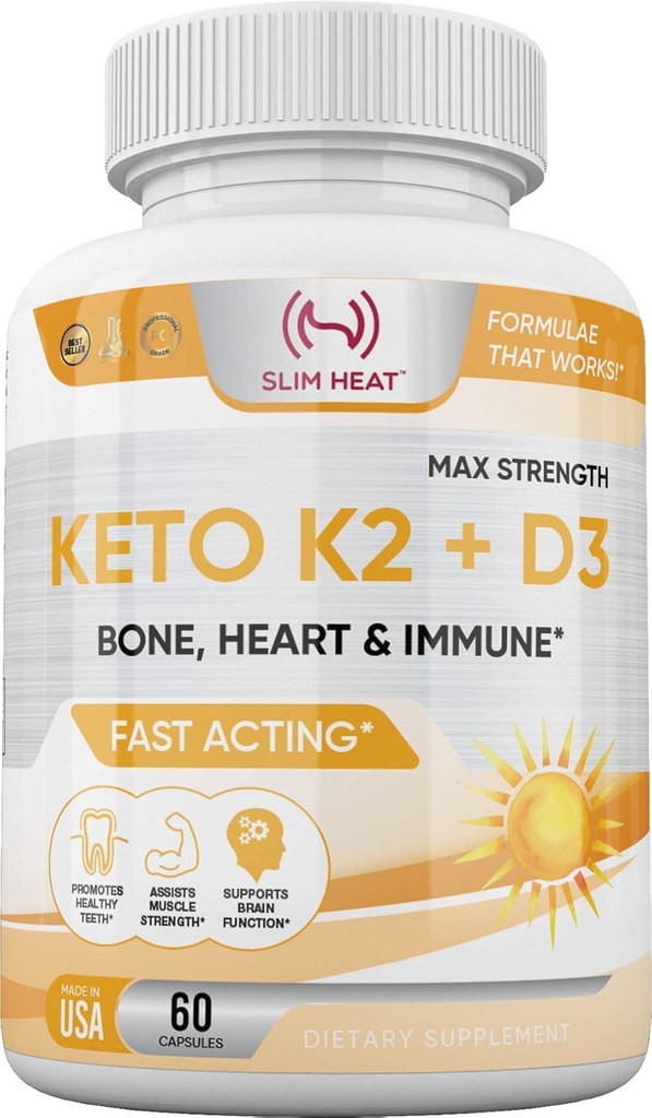 ויטמין K2 + D3 עם Calcium - העצם, הלב ו Immune פורמולה - K2 D3 ויטמין תוסף לנשים וגברים - 60 קפסולות