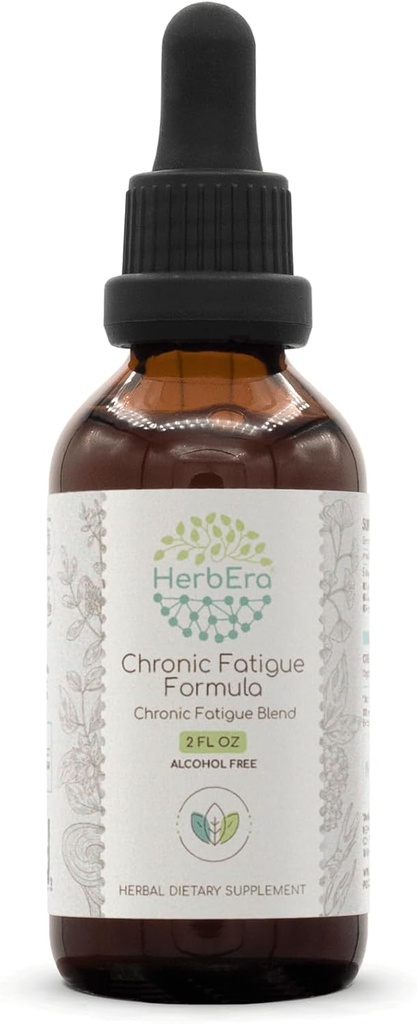 HerbEra Chronic Fatigue פורמולה B60 ללא אלכוהול פלט Tincture: סיביר ג'ינסנג שורש, Ashwagandha Root, Licorice Root, גינקו בילובה Leaf, Reishi Mushroom. Chronic Fatigue Band 2 Fl Oz