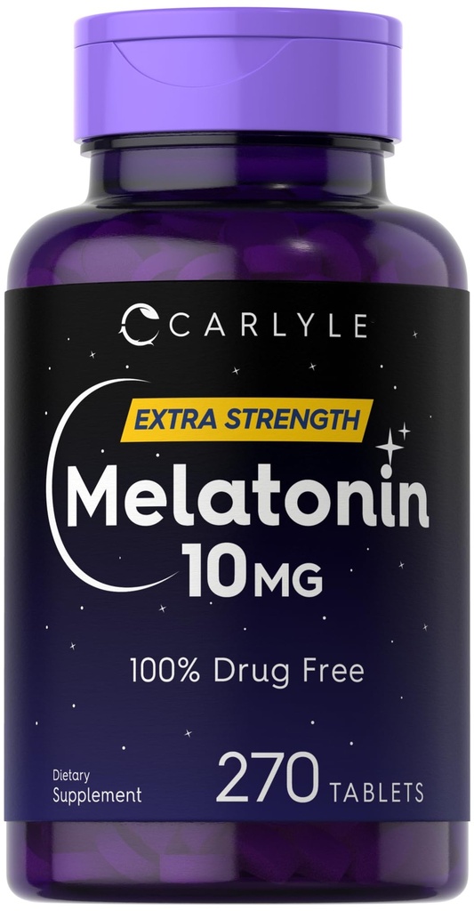 קרליל מלטונין 10mg | 270 טבליות | עם L-theanine | Vegetarian, non-GMO, Gluten Free Supplement