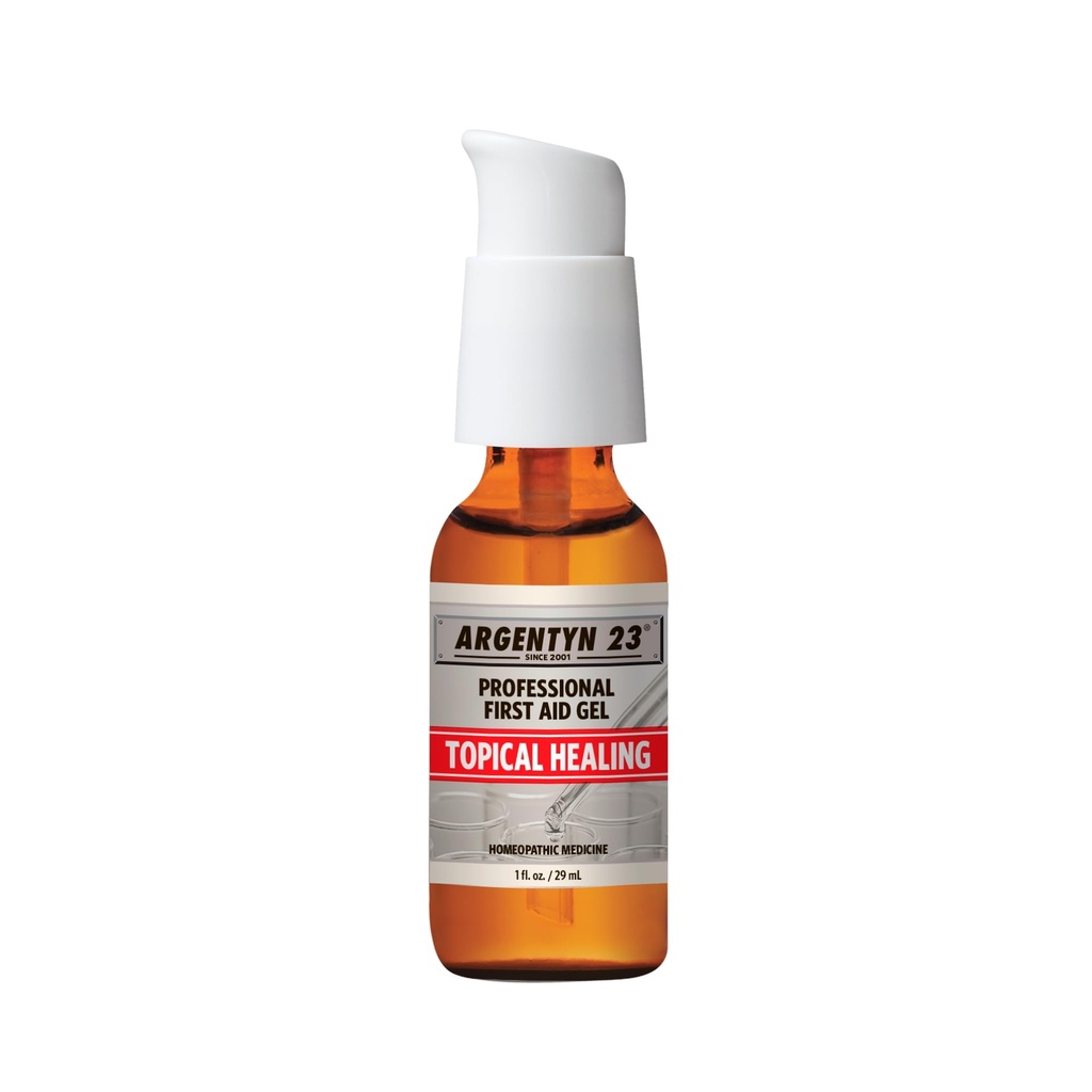 Argentyn 23 Professional Silver First Aid Gel - Argentum Metallicum Gel Wound Care, Topical Skin Care for Soothing Support with Convenient Pump - 1 floz (30 מ"ל)