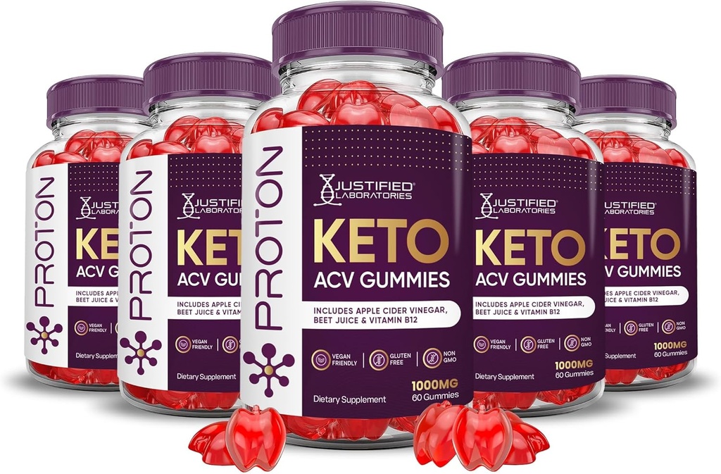 Justified Laboratories (5 Pack Proton חלבונים Keto ACV מסטיקנים מתקדמים פורמולה 1000MG Proton Boost פורמולה עם אבקת מיץ Pomegranate B12 טבעוני non GMO 300 חניכיים