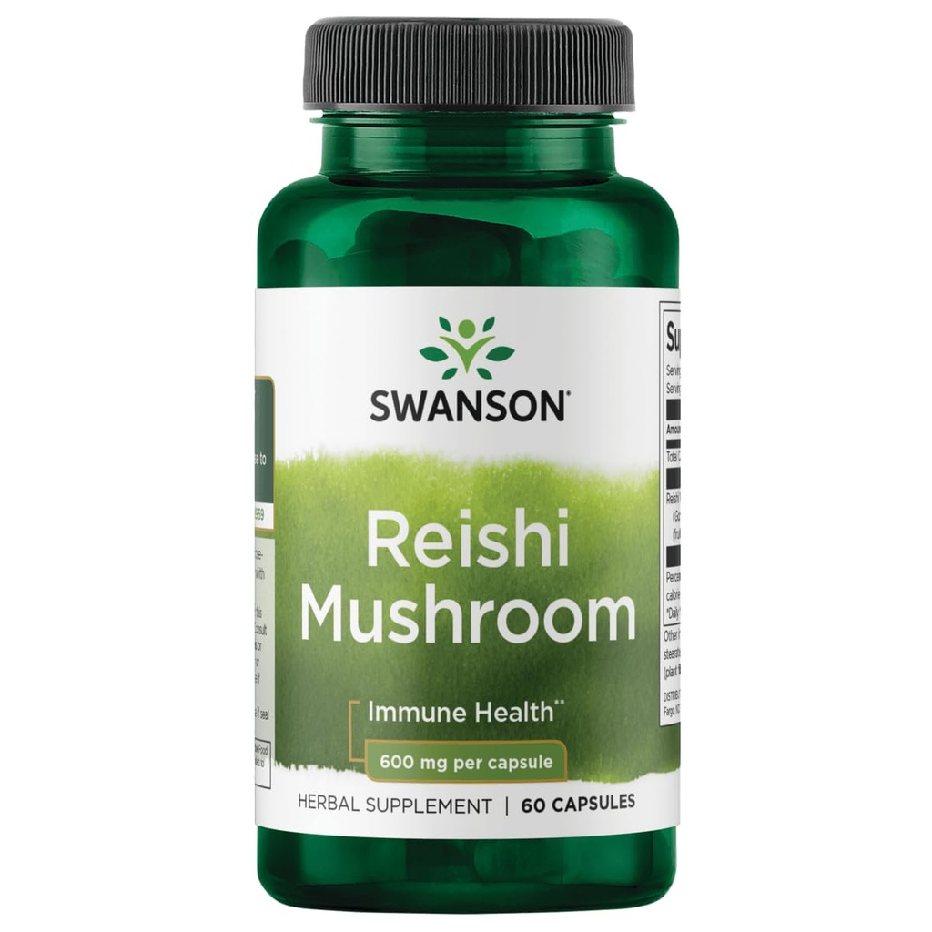 Swanson Reishi Mushroom Immune פונקציונלי Mood תומך 600 מיליגרם 60 קפסולות
