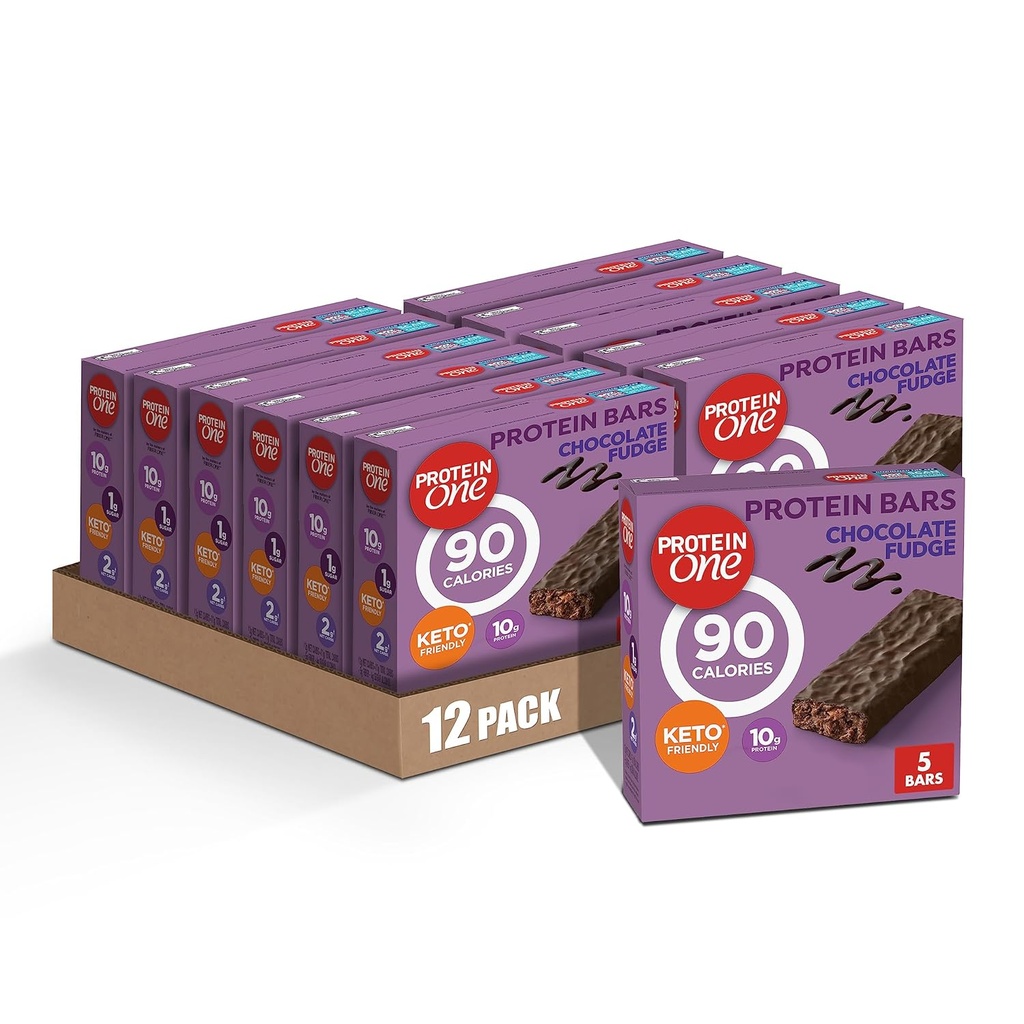 חלבון אחד 90 Calorie חלבון Bars, שוקולד Fudge, Keto Friendly, 5 Ct, 4.8 oz (Pack of 12)