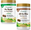 NaturVet All-in-One Dog Supplement - for Joint Support, Digest, Skin, Coat Care - 120 צ'אדות Soft Chews & No Scoot for Dogs - 120 צ'אוס Soft Chews - תומך ב-Gland & Bowel Function