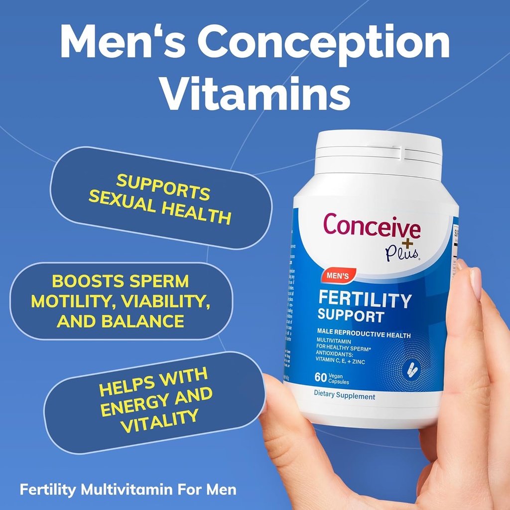 ConIVE PLUS Mens Fertility Bundle, ויטמינים פוריות 60 הרוזן ופוריון Lubricant 2.5 Ounce