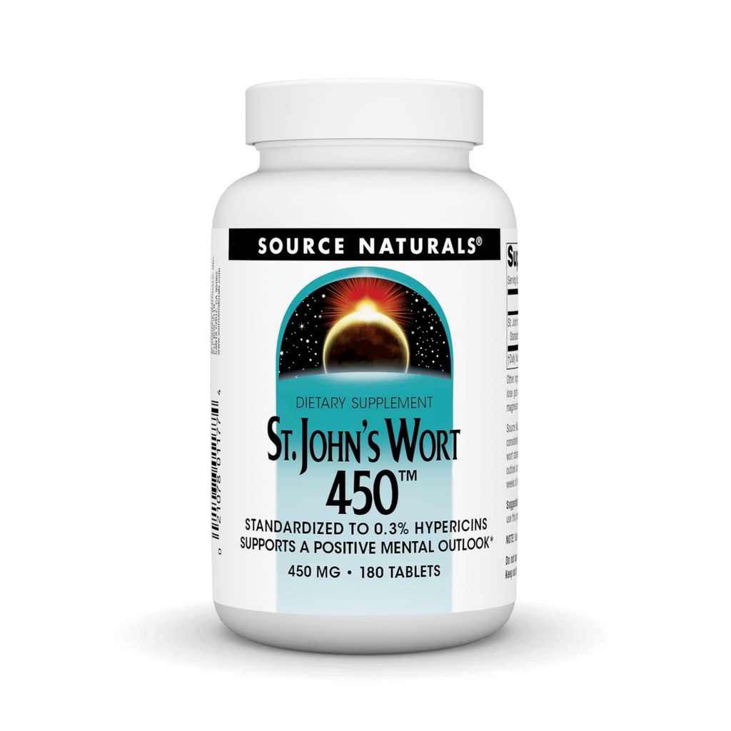 מקור Naturals St. John's Wort 450 מ"ג תומך ב- Outlook נפשית חיובית - 180 טבליות