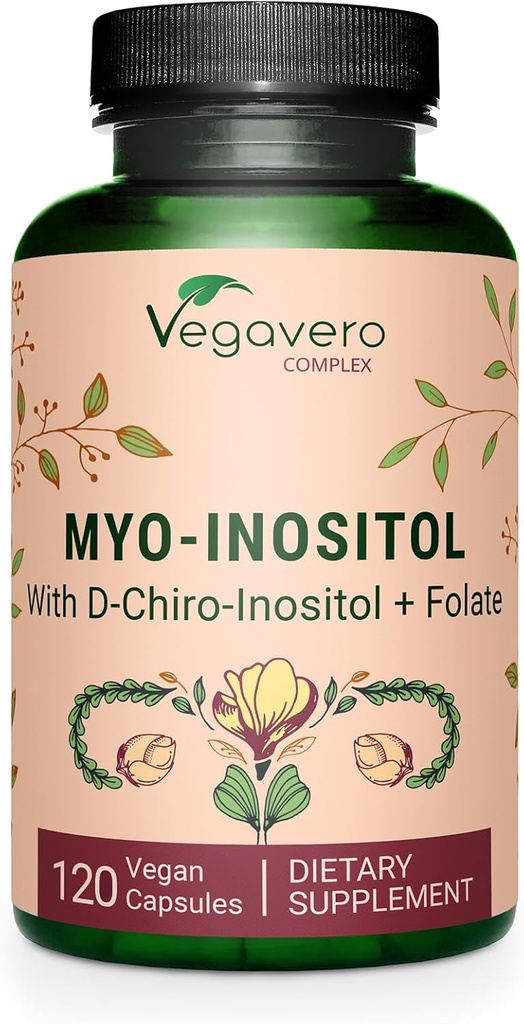 Vegavero Myo-Inositol & D-Chiro Inositol | הורמון איזון & Ovarian Support with Folate, Resveratrol, CoQ10 | 40:1 Ratio | Lab-Tested | 120 Caps