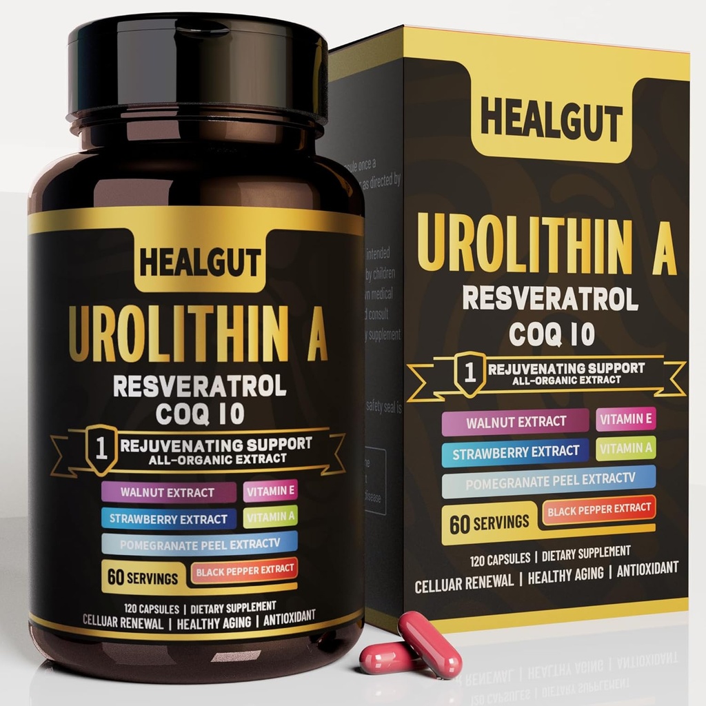 9-in-1 Urolithin A תוסף לנשים Anti-Aging 1000 מ"ג: קפסולות Antioxidant עם Trans-Resveratrol ו CoQ10 - ארה"ב מאומתת תמיכה בהזדקנות בריאה והתחדשות תאים