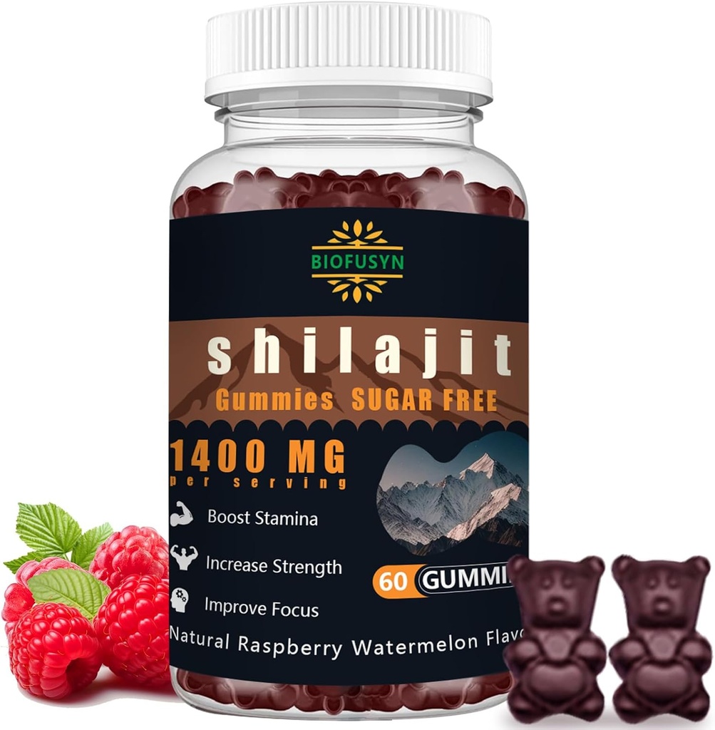 חניכיים Shilajit לגברים ונשים - 1400 מ"ג, תוסף ההימלאיה טהור, גבוה מינרלים & Fulvic Acid, אנרגיה, מוח, Immunity Boost, Raspberry Watermelon Flavoror