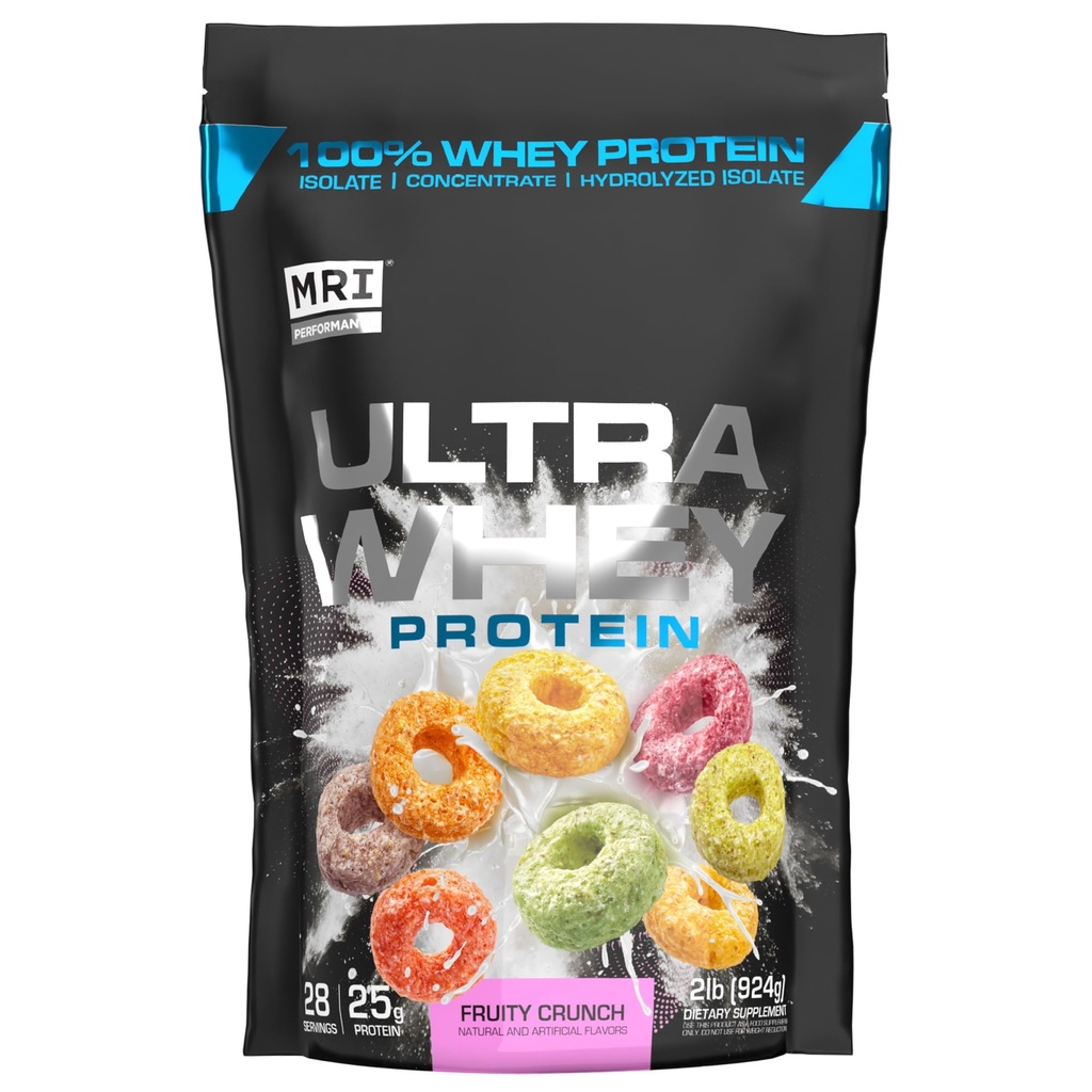 ביצועי MRI Ultra Whey חלבון 25g Triple-Blend של Hydrolyzed, Isolate & Concentrate forשרירים Recovery, Lean Strength & Daily חלבון תמיכה (Fruity Crunch, 28 משרתים)