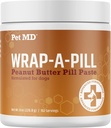 Pet MD Wrap A Pill Peanut Butter Flavor Pill Paste for Dogs - Make a Pocket or Pouch to Hide Pills & תרופות - 8 oz