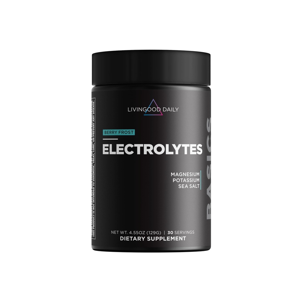 Livingood Daily Electrolytes אבקת, Electrolytes hydrotion לשתות לערבב עם ויטמין C, Magnesium, Tairine & Sea Salt, תוסף אלקטרוליטי לאנרגיה ושיקום, Keto, ברי פרוסט פלמור, 30 Srvgs