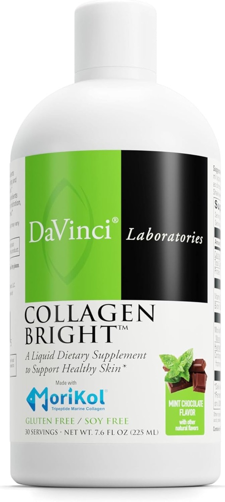 DAVINCI Laboratories - Collagen Bright - A Liquid Dietary Supplement to Support Healthy Skin - Gluten Free, Soy Free - Mint Chocolate - 30 ליטרים, 7.6 Fl Oz