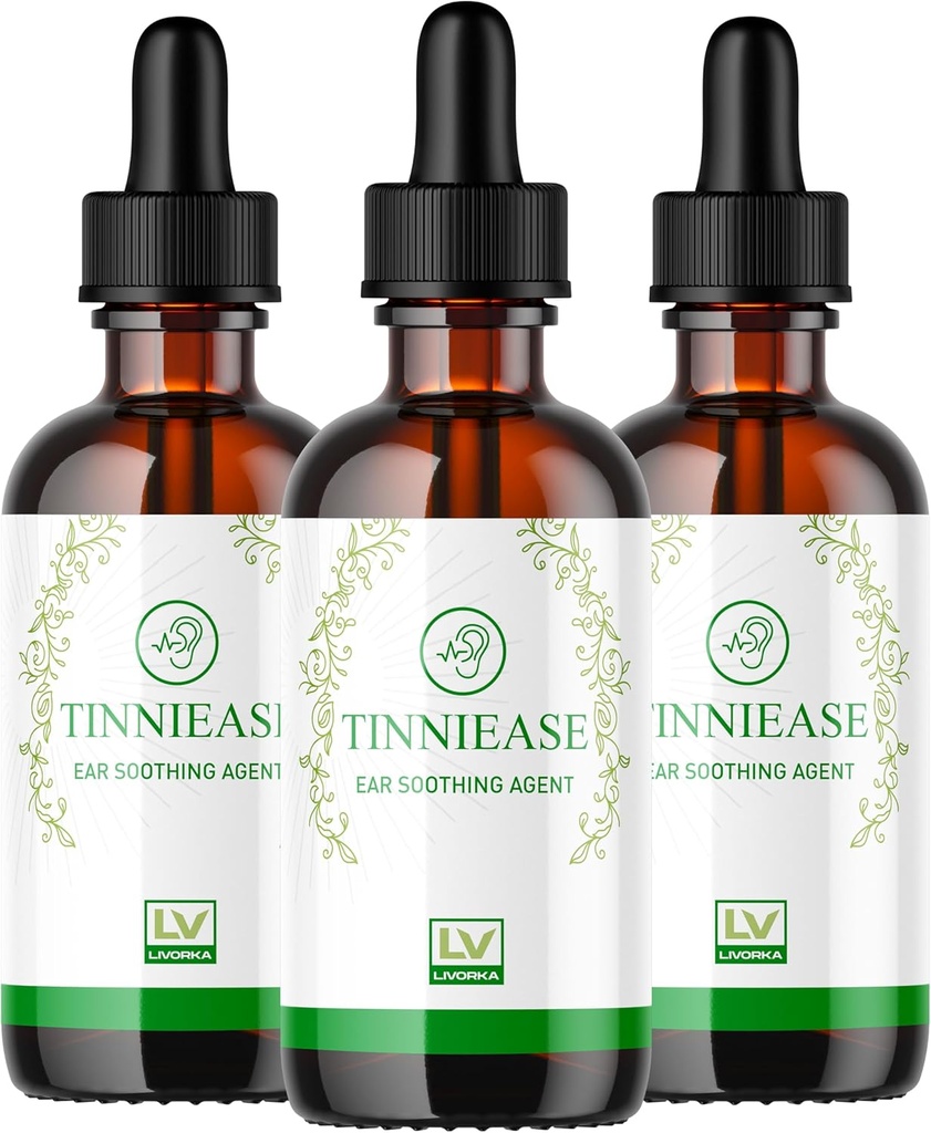 LIVORKA (3 Pack) Tinniease טיפות, Tinniease טיפות עבור תמיכה בשמיעה, Tinni Ease טיפות, Tinniease אוזניים טיפות, 3 בקבוקים עבור 90 ימים