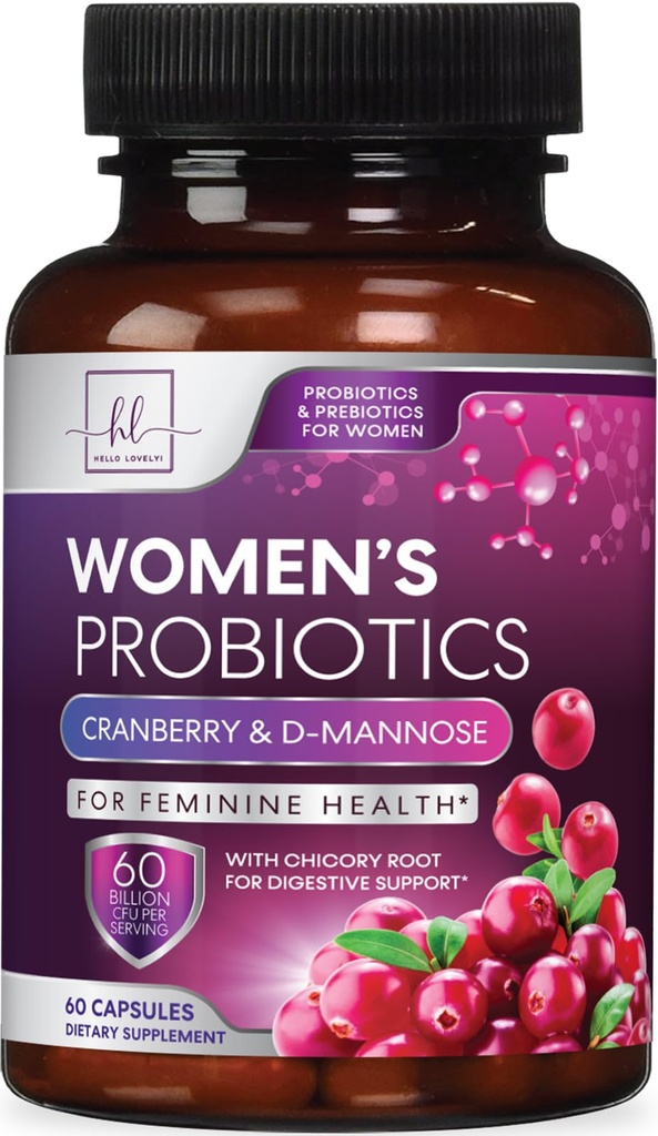 Probiotics for Women Digestive Health Support - 60 מיליארד CFU Women's Probiotic, 16 Strains, for pH Balance, Vaginal Support with Cranberry for Gut Health, Urinary & Immune Support - 60 קפסולות