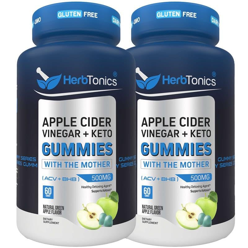 Herbtonics Keto Apple Cider Vinegarmies - Digest & Detox תמיכה - סוכר חינם BHB מתקדם פורמולה עבור Keto תמיכה - Raw ACV עם אמא - 120 טבעוני ACV חניכיים