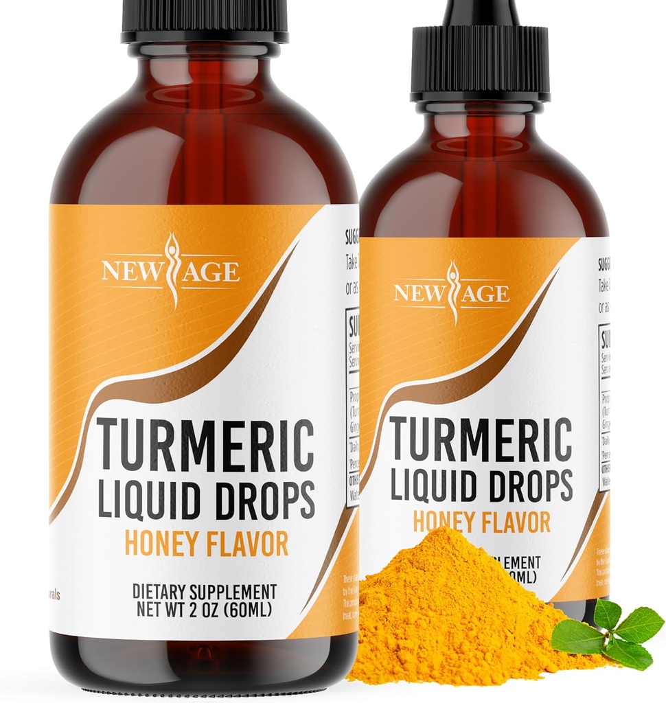 צניחה נוזלית Turmeric Curcuminoids - תמיכה טבעית משותפת ובריאה עם 95% סטנדרטיקלונואידים עבור הטוב ביותר Absorption - non-GMO, Gluten Free 4 Fl Oz (Pack of 2)