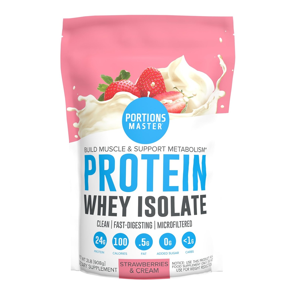 Master CFM Whey Isolate אבקת חלבון, 2 LB, 23g Low Carb, שומן נמוך, קר-Processed, Fast Absorbing, שריר ושיקום תמיכה (Strawberries & Cream)