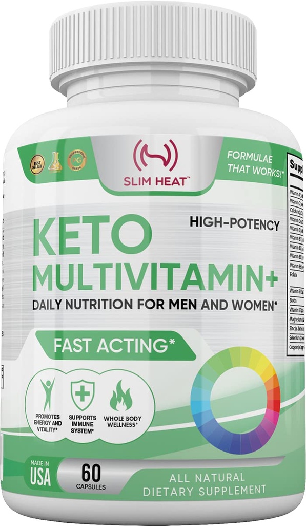 Keto Multivitamin for Women and Men - 35 Potent, Pure Ingredients - ויטמין C, ויטמין D, ויטמין A, ויטמין E ו- Zinc for Immune Support - Non GMO, Gluten Free, Sugar Free, All Natural - 30 יום