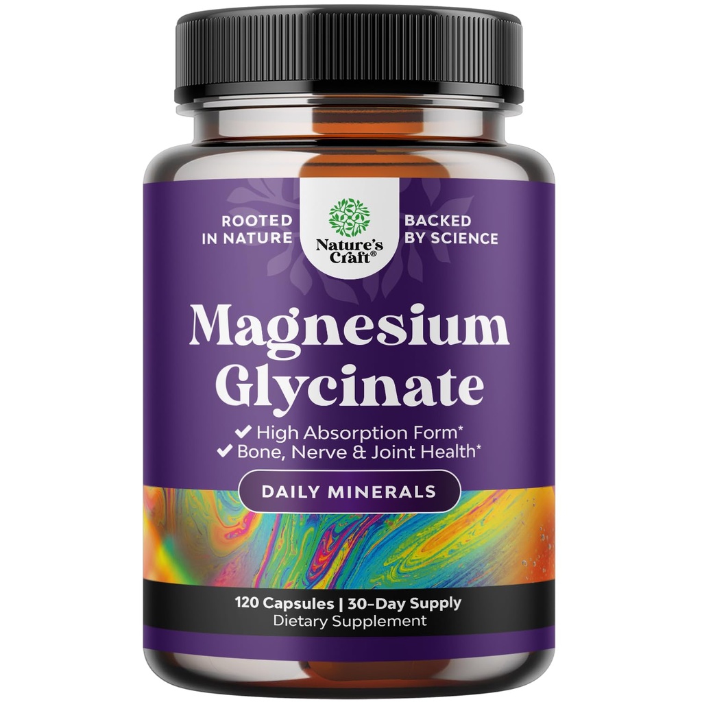 Pure Magnesium Glycinate תוספת של 500 מ"ג - מגנזיום עבור קפסולות שינה ומנוחה עבור גברים ונשים - Unflavored טבעוני גבוה Absorption גלולות לתמיכה מרגיעה - 120 הרוזן הרוזן