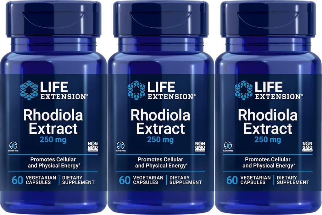 Life Extension Rhodiola Extract, 60 קפסולות צמחוניות (Pack of 3)