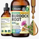 BIO KRAUTER Burdock Root Tincture - Antioxidant Support Liquid Supplement - Burdock Root Extract - אלכוהול וסוכר חינם - טיפות 4 Fl.Oz.