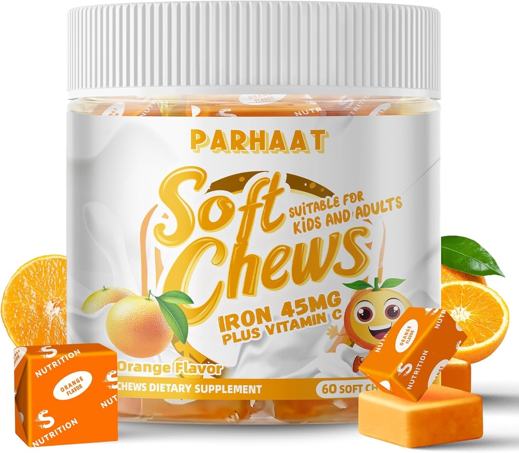 תוספת של Iron Soft Chew עם ויטמין C | Orange Flavored