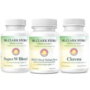 Dr Clark Store Intestine Support & Cleanse Kit - with Freeze-Dried Green Walnut Hulls, Wormwood, ו- Cloves-Helps לשמור על תפקוד אופטימ בלתי חוקי