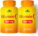 ALFA VITAMINS Vitamin C Supplement 1000mg, Powerful Antioxidant for Immune Support & Healthy Skin, Promotes Collagen Formation, Dietary Supplement for Daily Wellness, 100 Tablets, 2 Bottle Pack