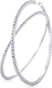 Rhinestone Hoop אוזנייםring Crystal Rhinestone Dangle Big Hoop אוזנייםrings for Women Wedding Party Favor, 80 מ"מ