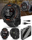 Wearable4U Garmin Instinct 3 השמש 45 מ"מ, Red GPS smartwatch, Metal-Reinforced Bezel, Built-in Flashlight, עד 28 ימים של חיי סוללה, שחור עם Black Band Bundle