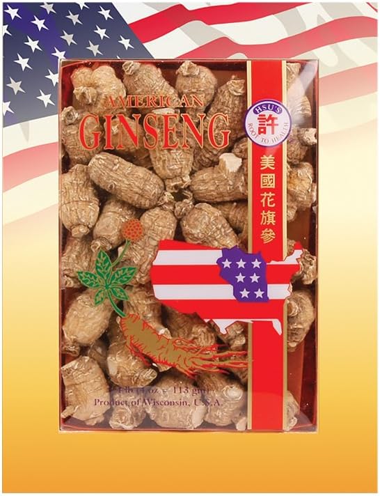 Hsu's גינזנג SKU 113-4 | Short Medium Small | Cultivated American גינזנג ממרתון Co,ויסקונסין USA | 4oz Box, 西洋参, B0054ELDEYY