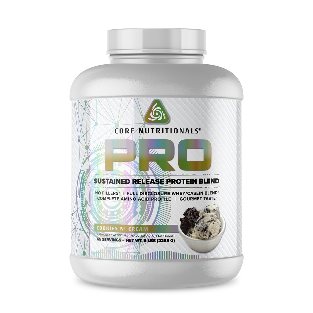 דיאטות הליבה Pro Sustained לשחרר Whey חלבון בלגן | עם Enzymes העיכול | 25g חלבון, 2g carbs | No Fillers | 5 פאונד (Cookies N Cream)